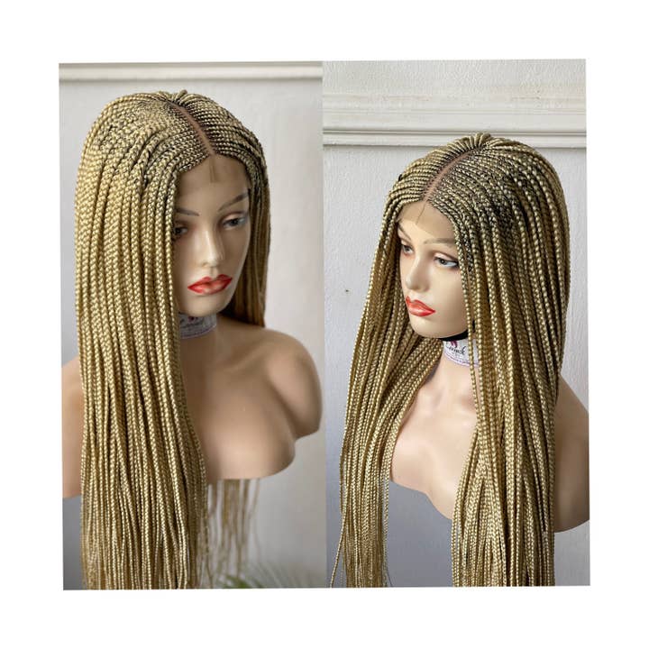 Premium Blonde Cornrow Braided Wig: Full Lace Front, Long, Natural Look
