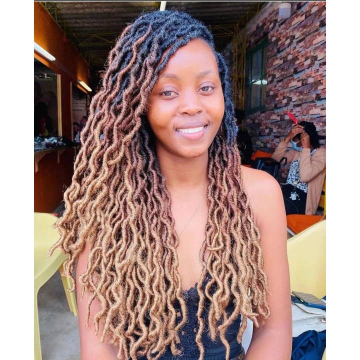 Handmade Braided Gypsy Faux Locs Lace Front Wig for Black Women