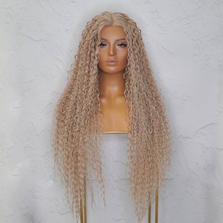 Luxurious ATHENA Blonde Lace Front Wig, 30 Inch, Curly, Heat Resistant Synthetic Hair