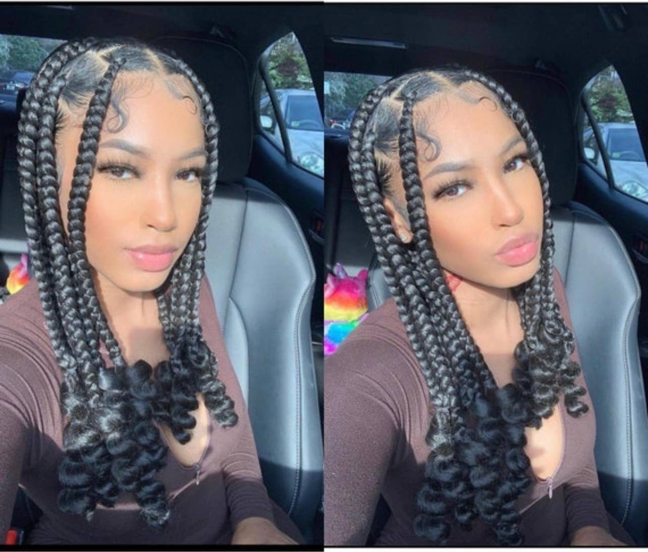 Elegant Knotless Jumbo Braids Wig with Curly Ends, Full Lace Glueless Natural Look