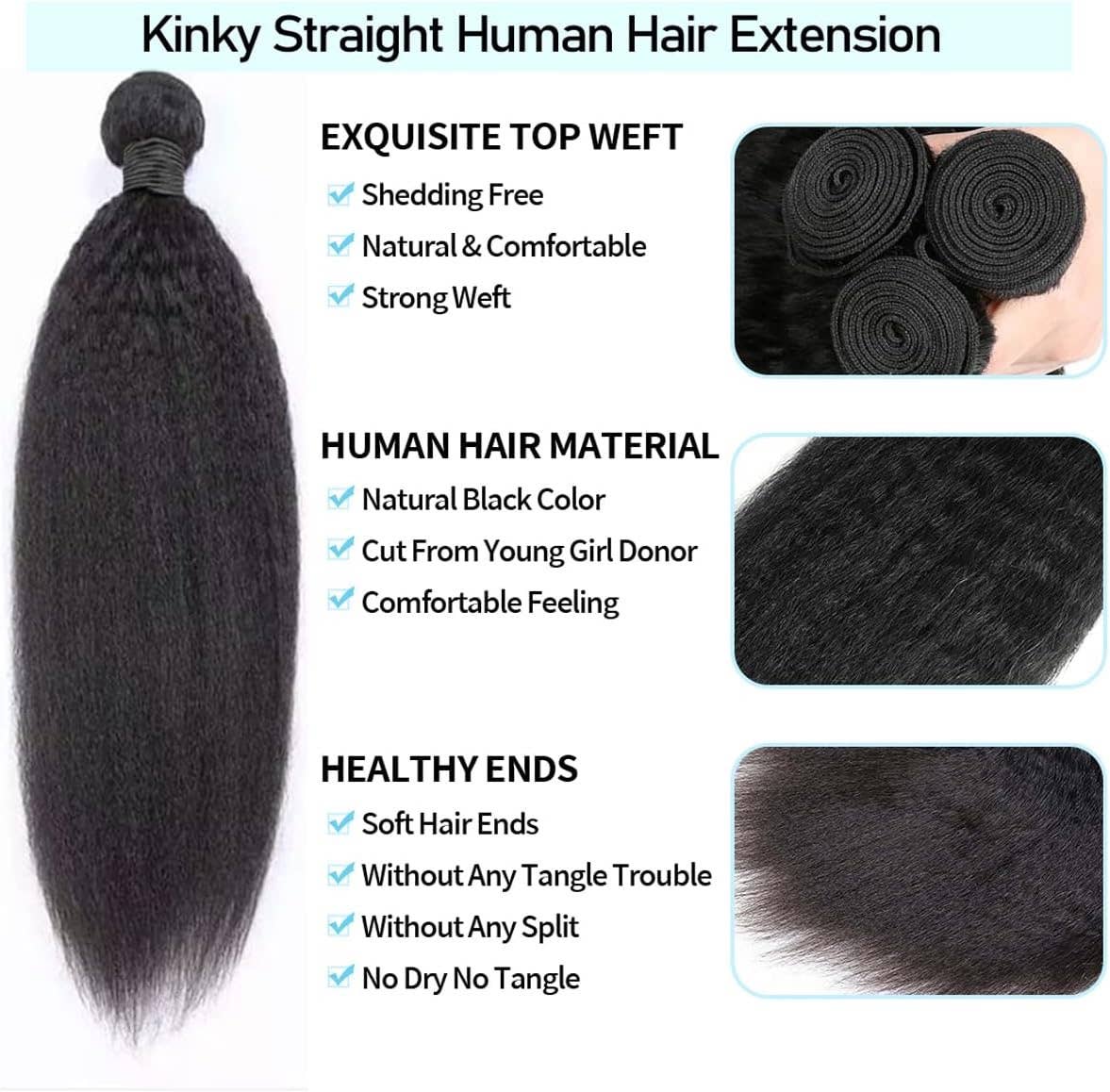 Luxurious 12A Grade Unprocessed Brazilian Afro Kinky Straight Human Hair Bundles