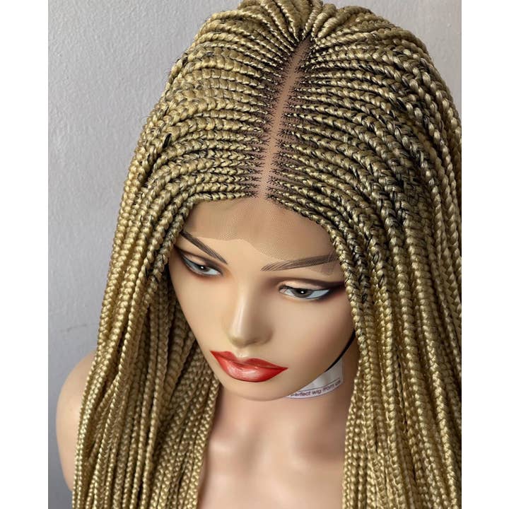 Premium Blonde Cornrow Braided Wig: Full Lace Front, Long, Natural Look