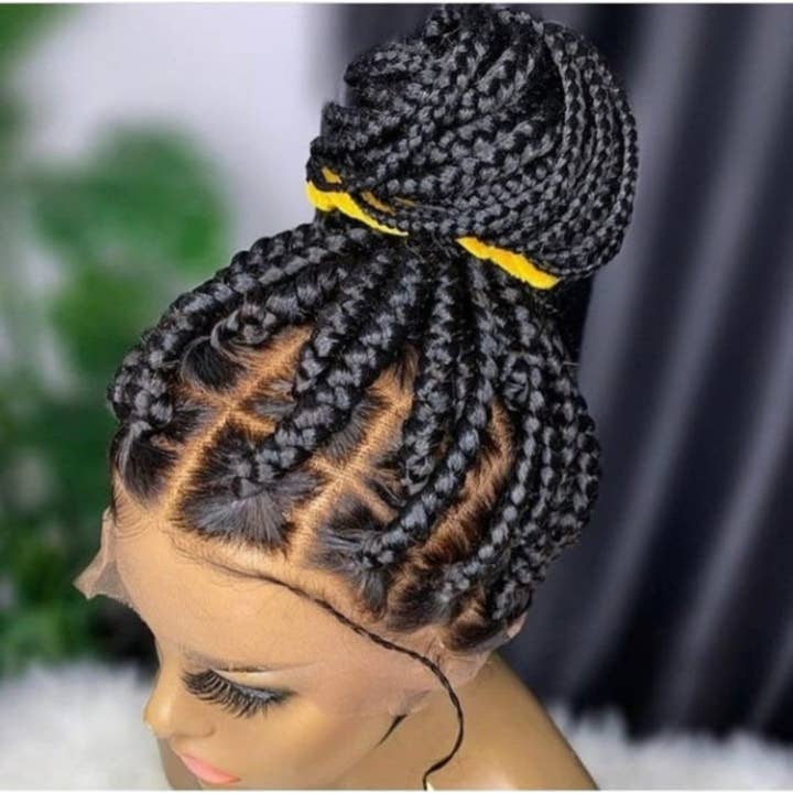 Stunning Full Lace Jumbo Box Braided Wig, Lightweight Updo Style for Women