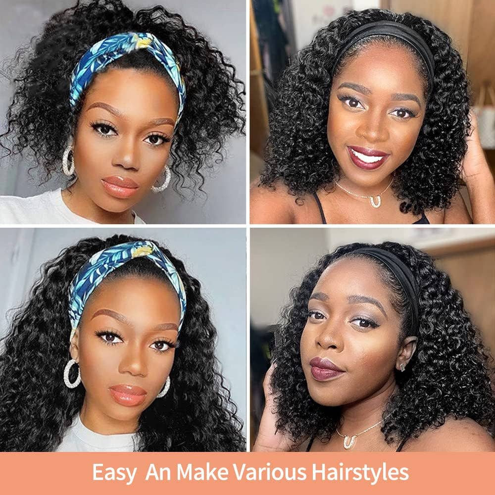 Chic Short Curly Headband Wig – Effortless Synthetic Hair for Instant Style
