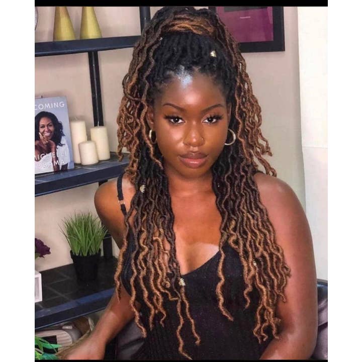 Handmade Braided Gypsy Faux Locs Lace Front Wig for Black Women