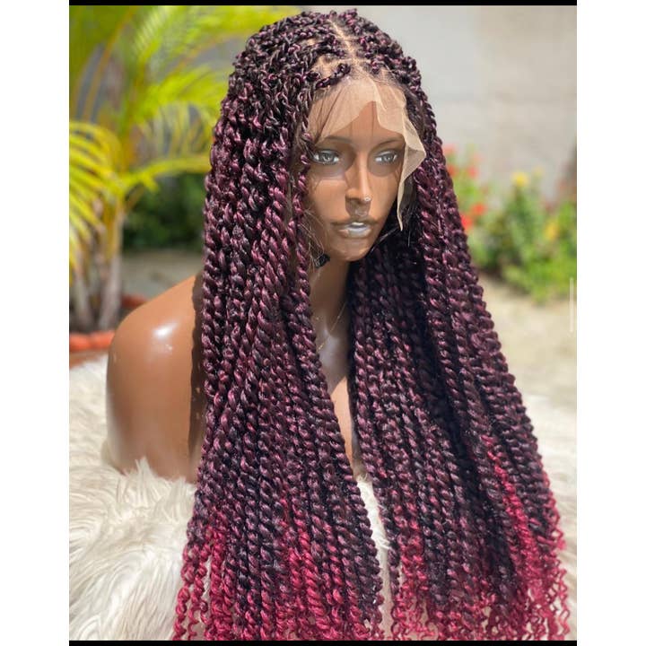 Chic Full Lace Passion Twist Braided Wig - Effortless Black Protective Style