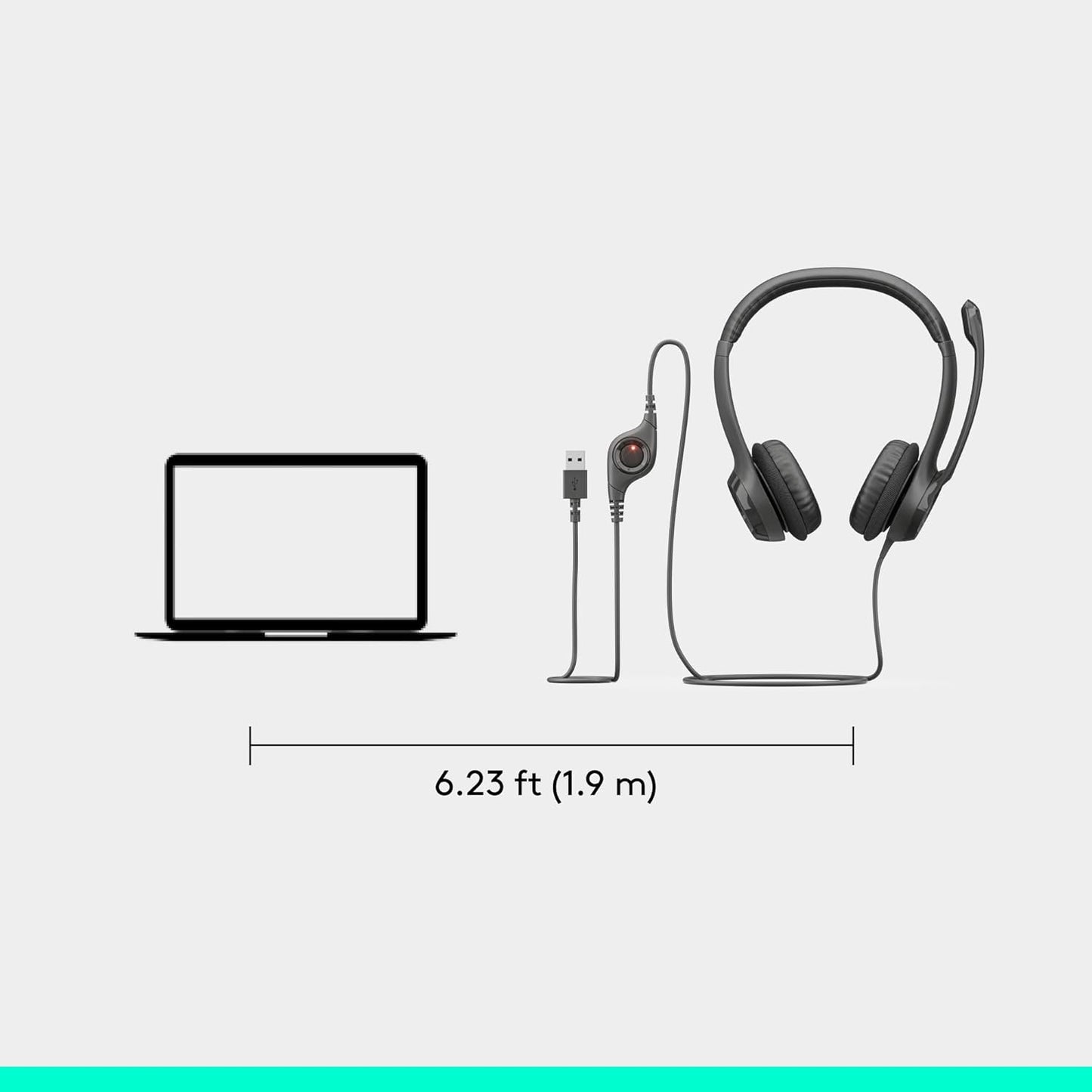 Logitech H390 Wired USB Headset with Noise-Cancelling Mic for PC Gaming & Meetings