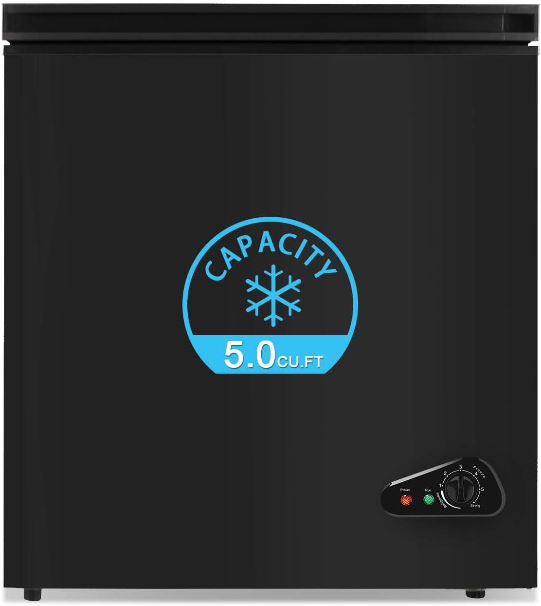 Rosmena Black 5.0 Cu. Ft. Compact Chest Freezer, Removable Basket, Quiet Operation
