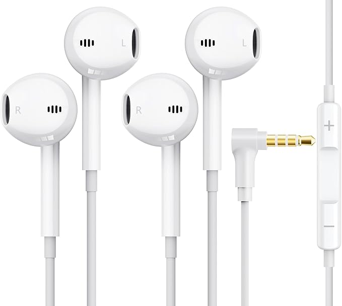 Ergonomic 90 Degree Wired Earbuds: HiFi Stereo Audio, Clear Mic, Universal Devices