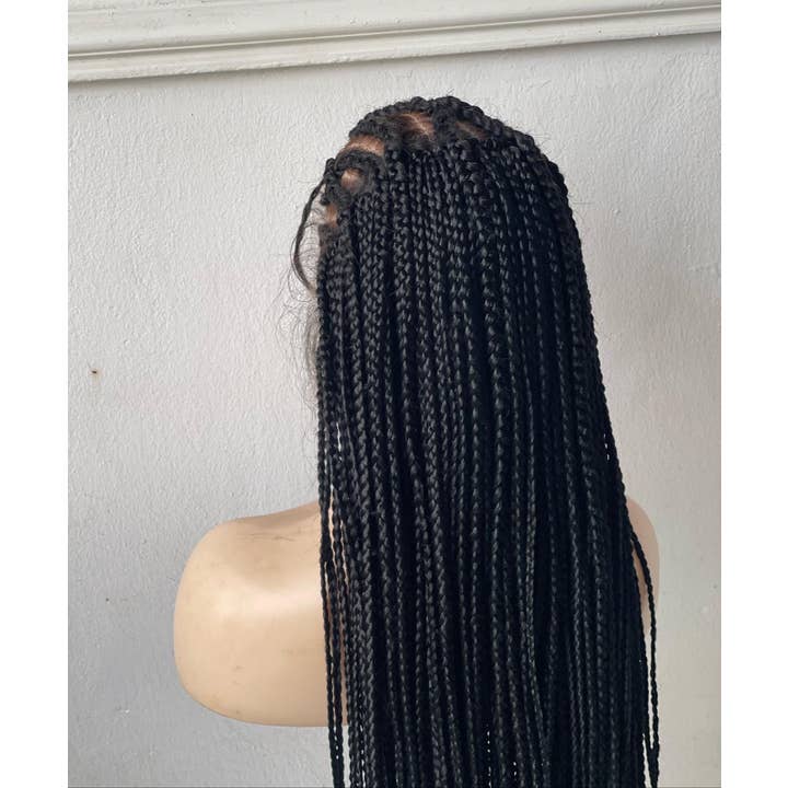 Premium Cornrow Braided Wig for Black Women, Glueless Lace Front with Elastic Band