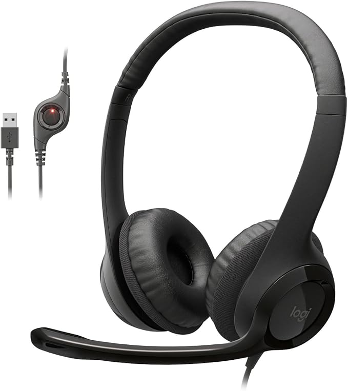 Logitech H390 Wired USB Headset with Noise-Cancelling Mic for PC Gaming & Meetings