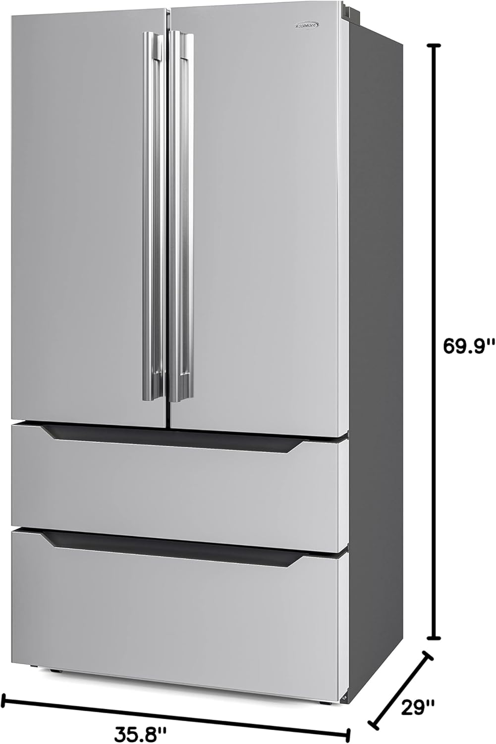 KoolMore RS-FR22 22.5 cu. ft. Stainless Steel French Door Refrigerator with Ice Maker