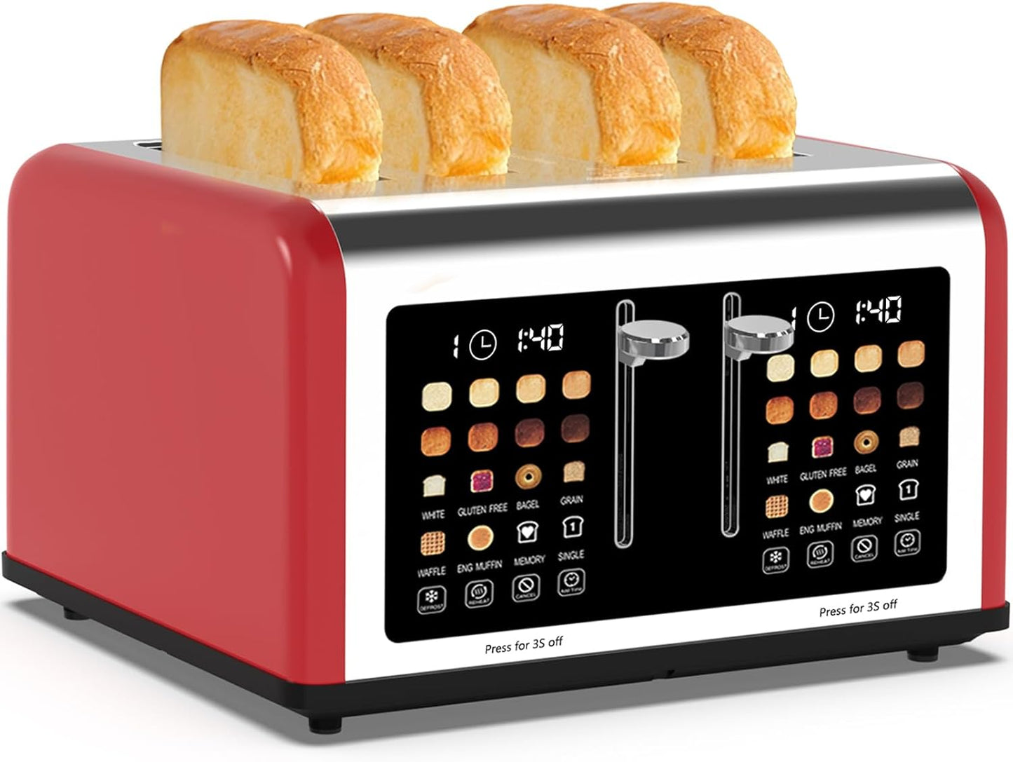 Smart 4-Slice Touchscreen Toaster: Dual Control, 8 Shades, 6 Bread Types, 1650W