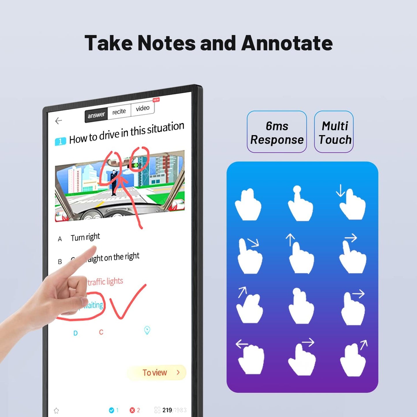 JYXOIHUB 49-inch Interactive Smart Board for Classroom & Live Streaming