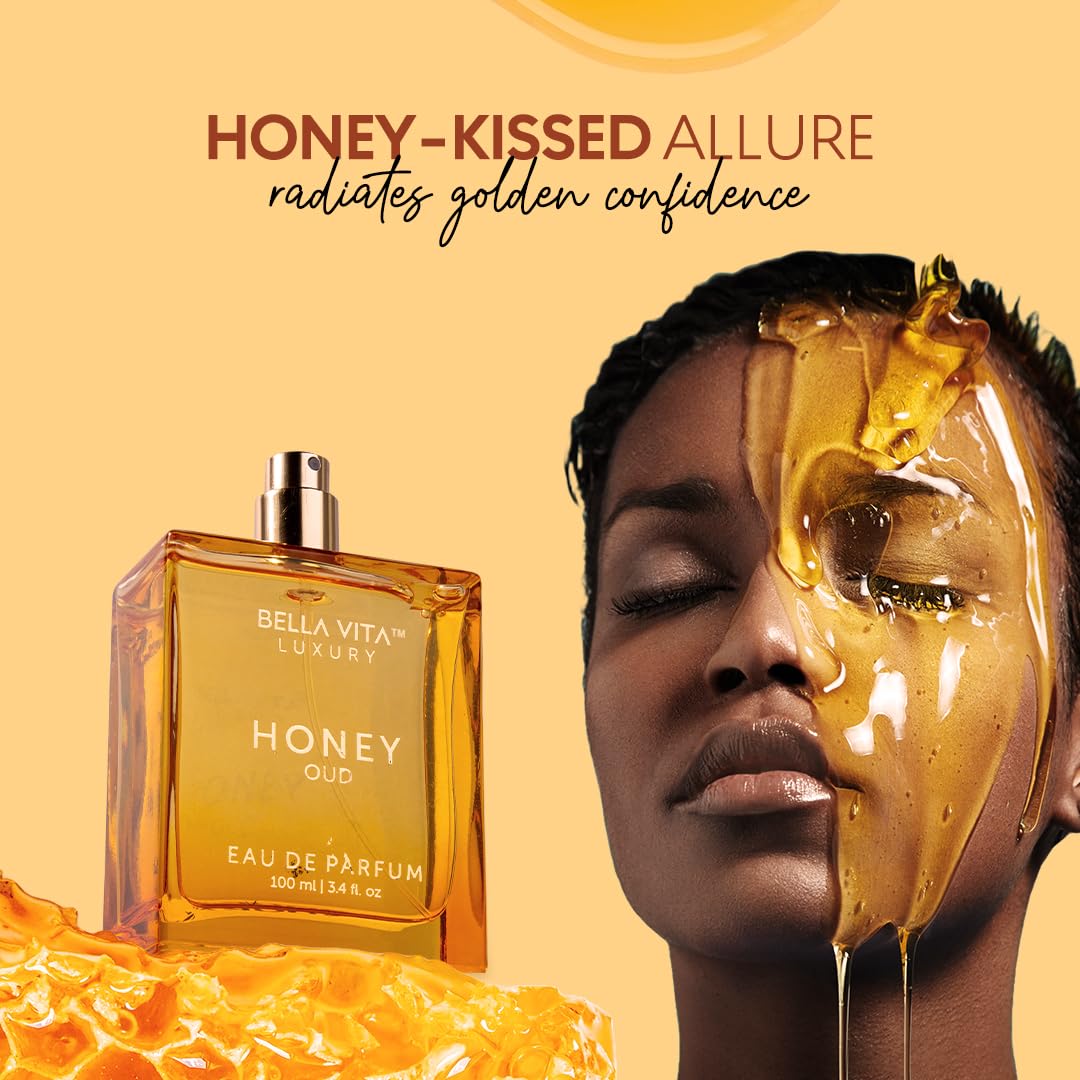 BellaVita Luxury Honey Oud Eau de Parfum (3.4 fl. oz.) | Patchouli, Vanilla, Bergamot, Floral & Spicy + Made with Clean & Vegan Essentials Oils + Cruelty Free | Long-Lasting Unisex Fragrance