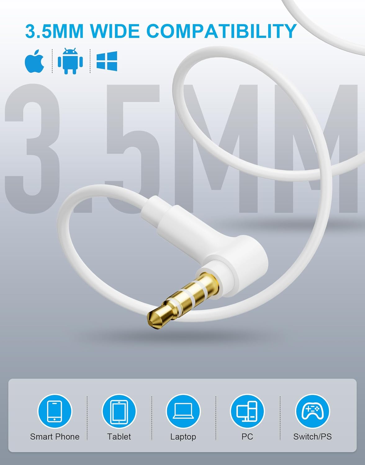 Ergonomic 90 Degree Wired Earbuds: HiFi Stereo Audio, Clear Mic, Universal Devices