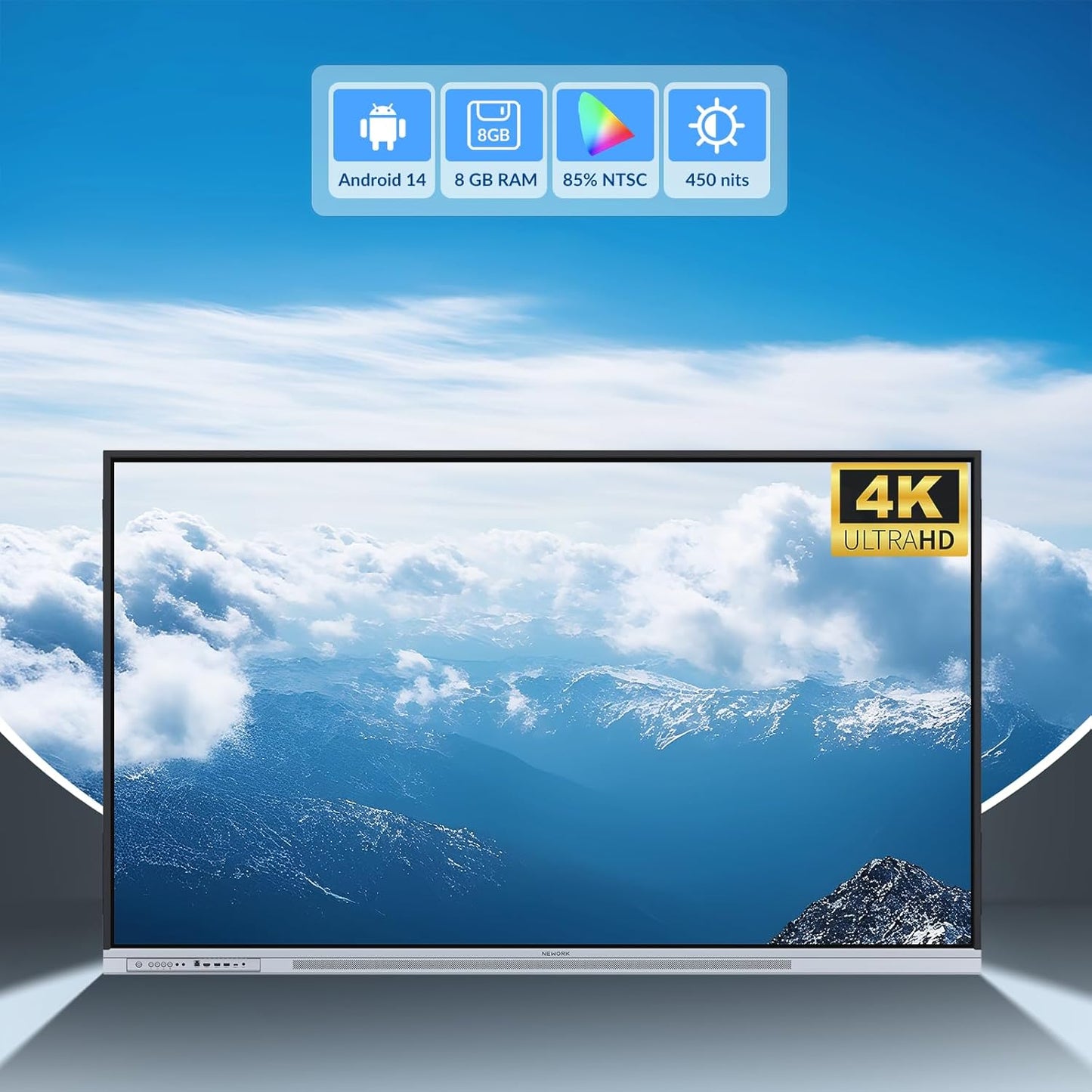 75 Inch 4K Google EDLA Smart Interactive Whiteboard Android 14 Wireless Casting