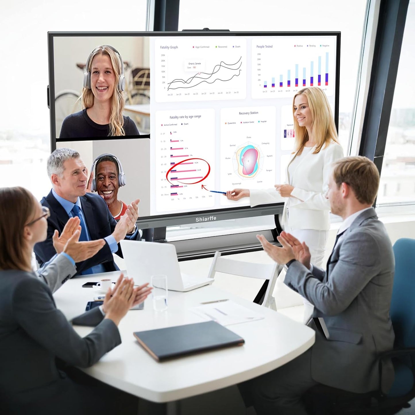 Shiarffe 86-inch 4K UHD Smart Board Interactive Whiteboard with Camera & Mic