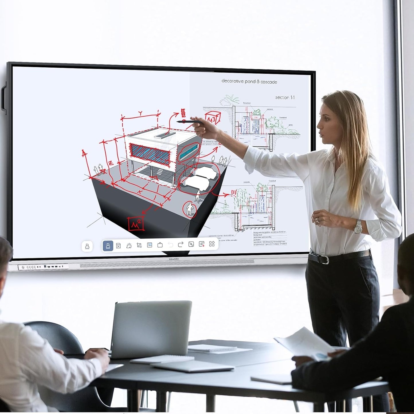 75 Inch 4K Google EDLA Smart Interactive Whiteboard Android 14 Wireless Casting