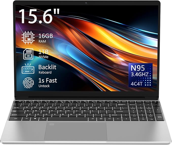 Auusda 15.6" FHD Laptop: N95, 16GB RAM, 1TB NVMe, Win11 Pro
