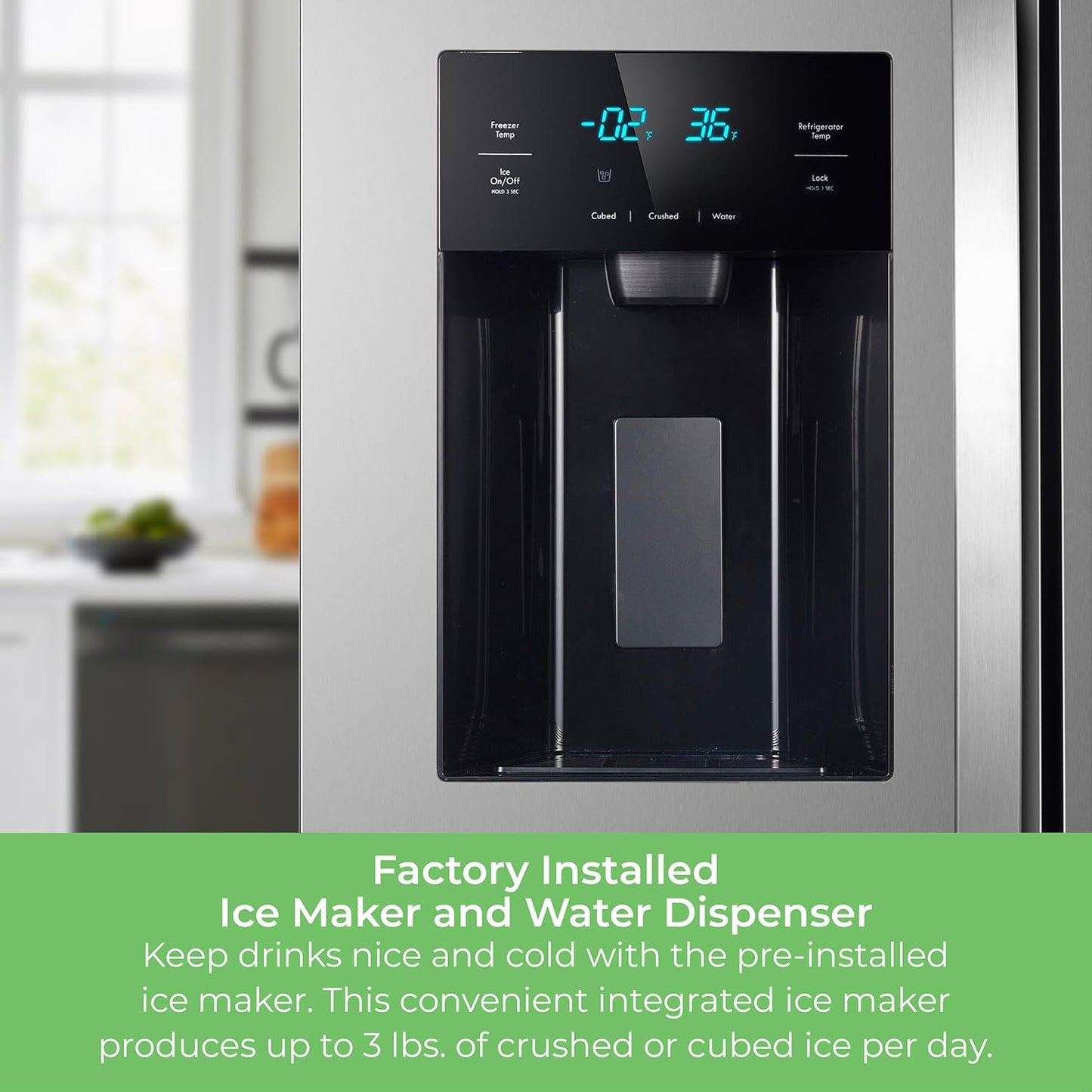 Kenmore 20 cu.ft. Counter-Depth Side-by-Side Refrigerator with Accela Chill, Ice & Water
