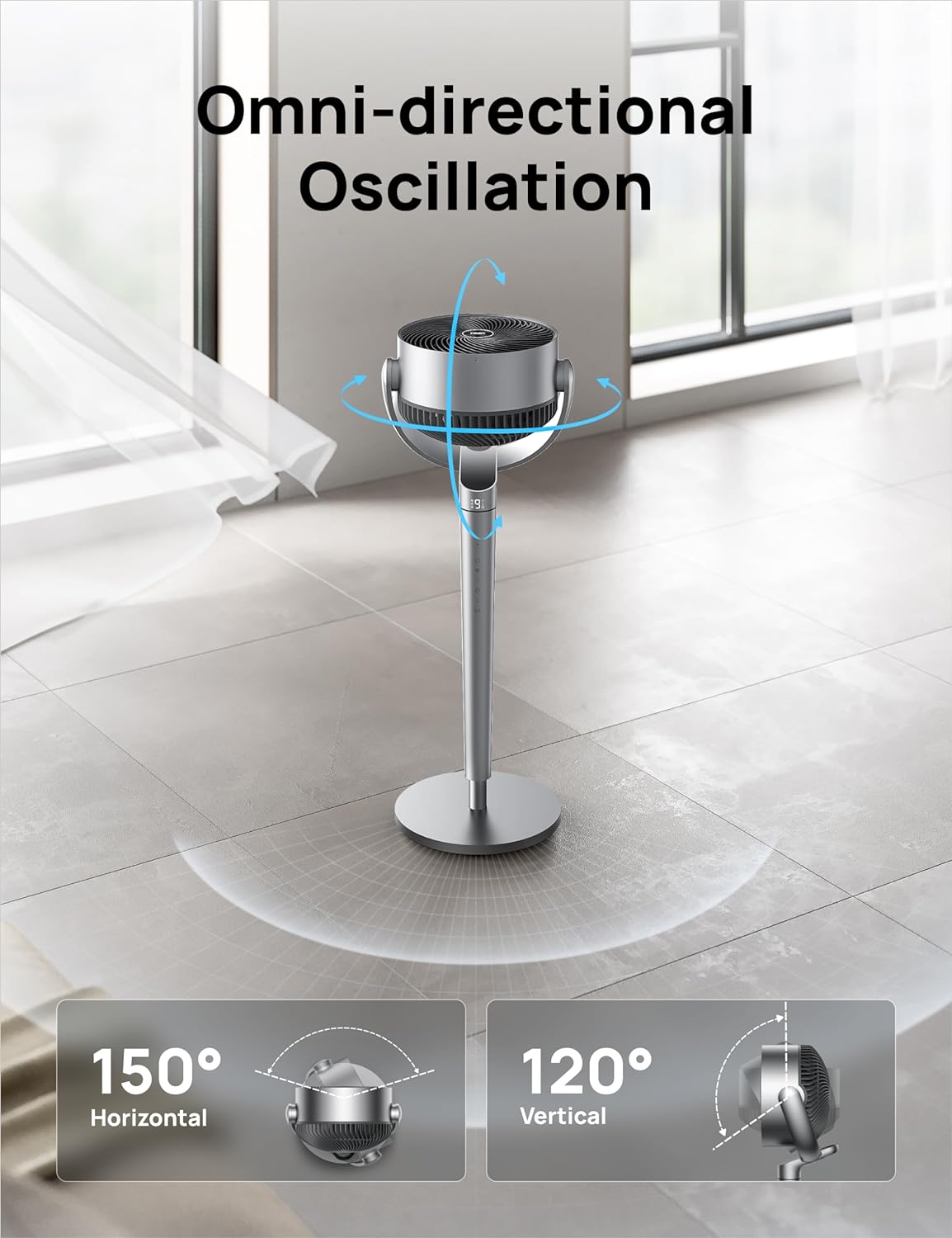 Dreo 43-inch Smart Oscillating Floor Fan: Quiet DC Motor, Wi-Fi, Alexa Control