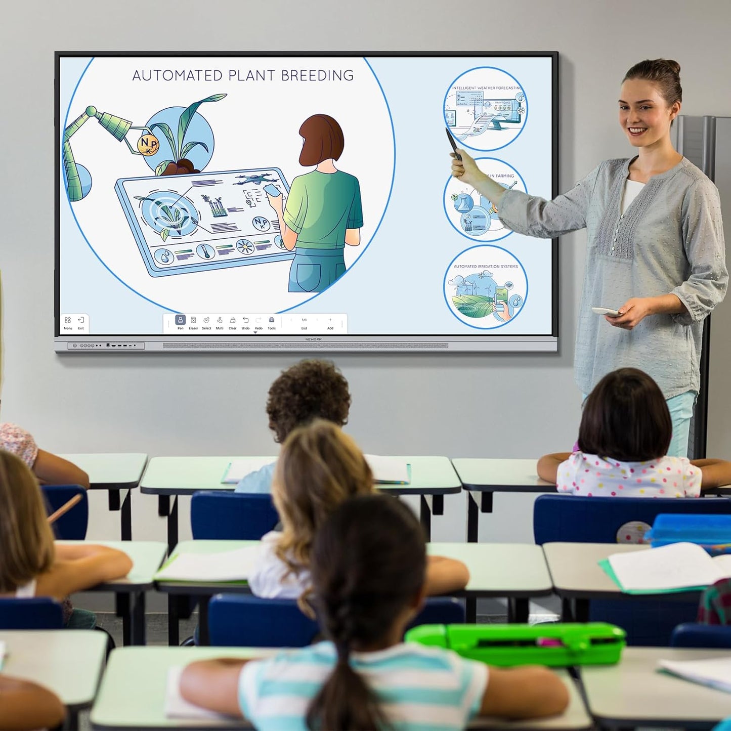 75 Inch 4K Google EDLA Smart Interactive Whiteboard Android 14 Wireless Casting