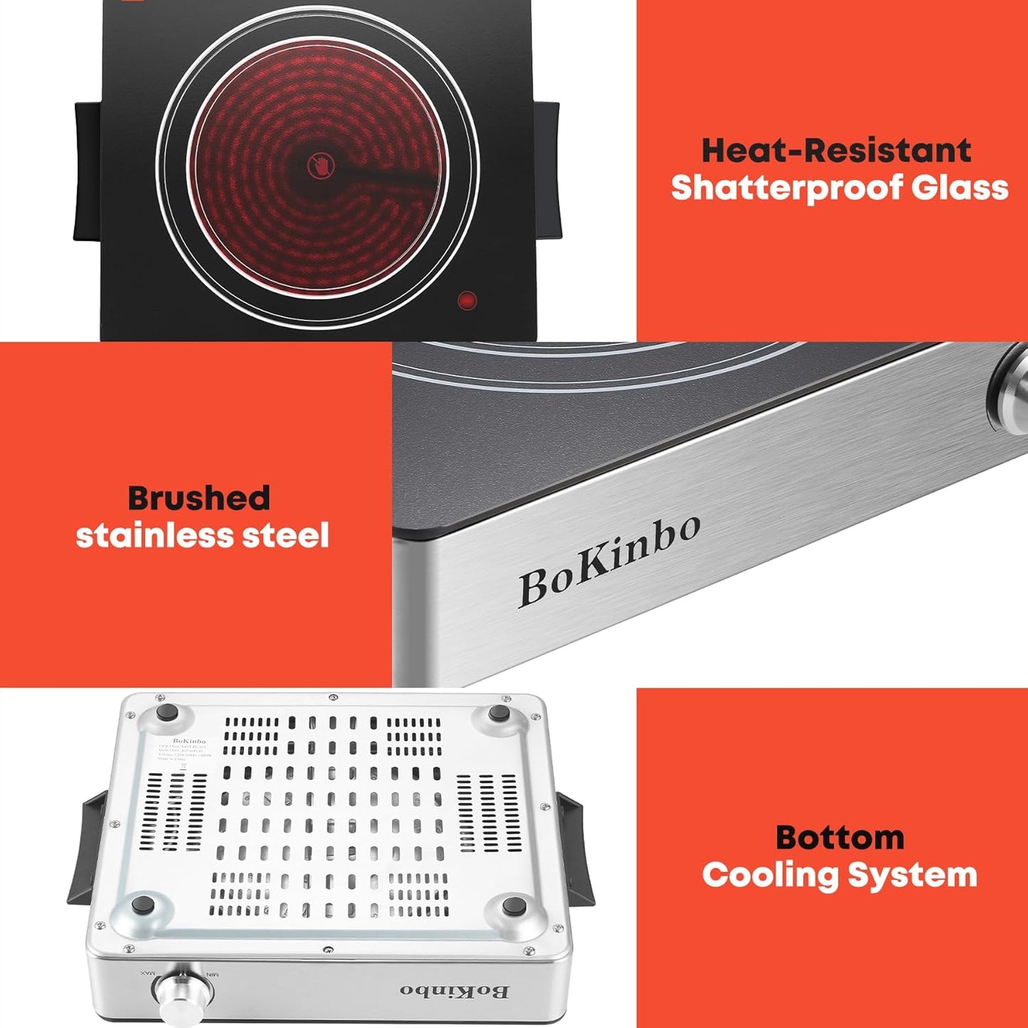 BoKinbo 1800W Portable Infrared Electric Burner - Compact Countertop Hot Plate