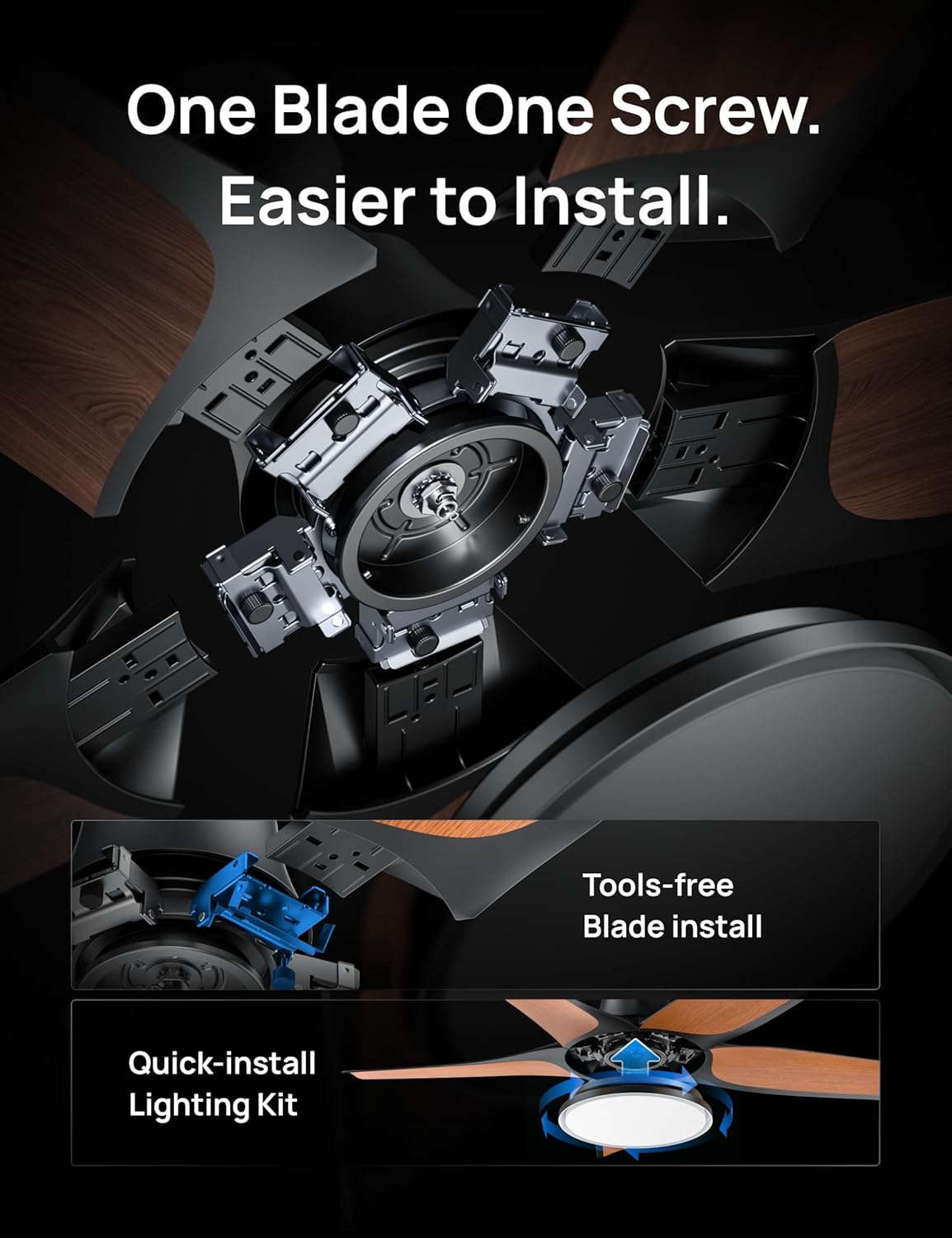 Dreo 52'' Smart Ceiling Fan, Dimmable RGB Lights, Alexa App, Quiet