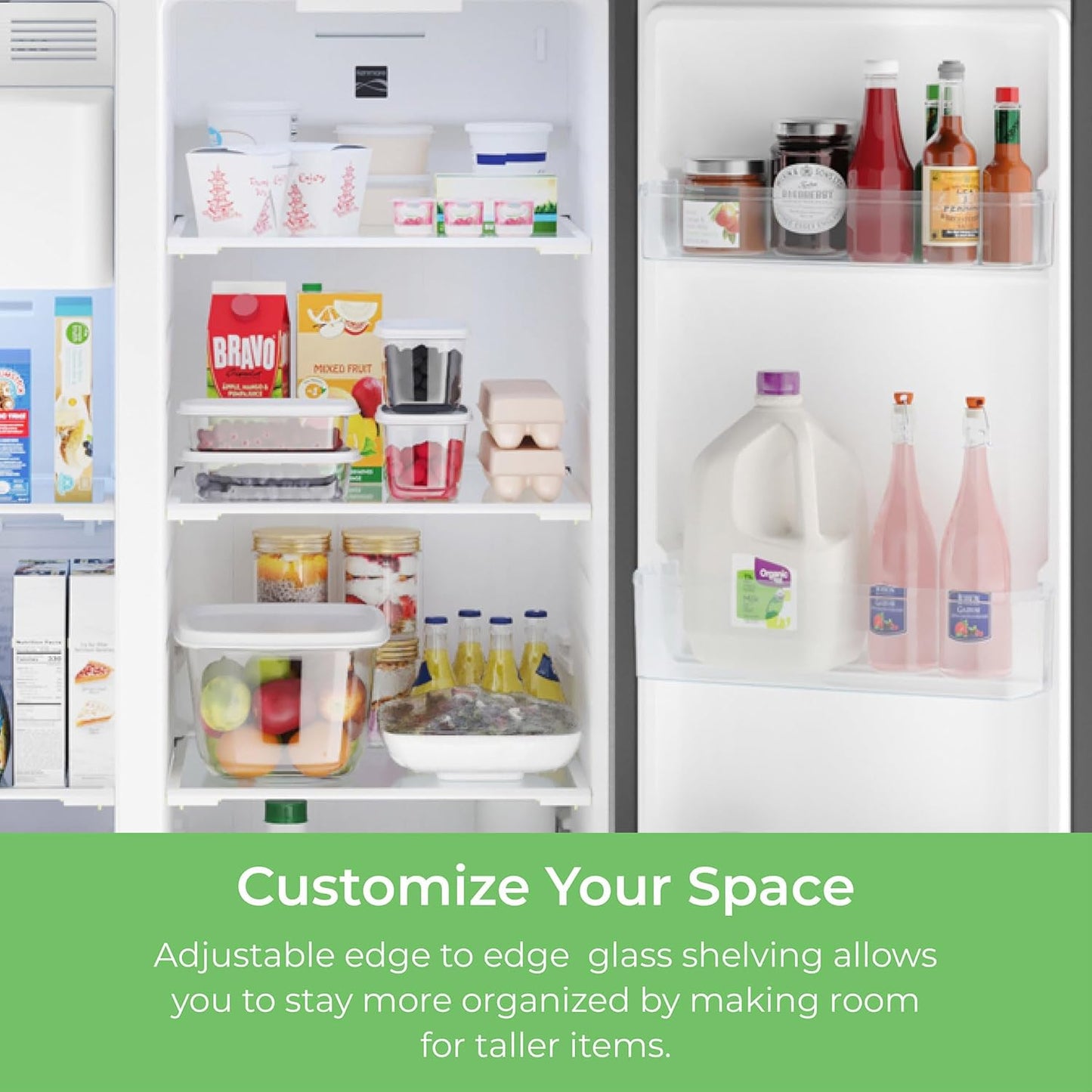 Kenmore 20 cu.ft. Counter-Depth Side-by-Side Refrigerator with Accela Chill, Ice & Water