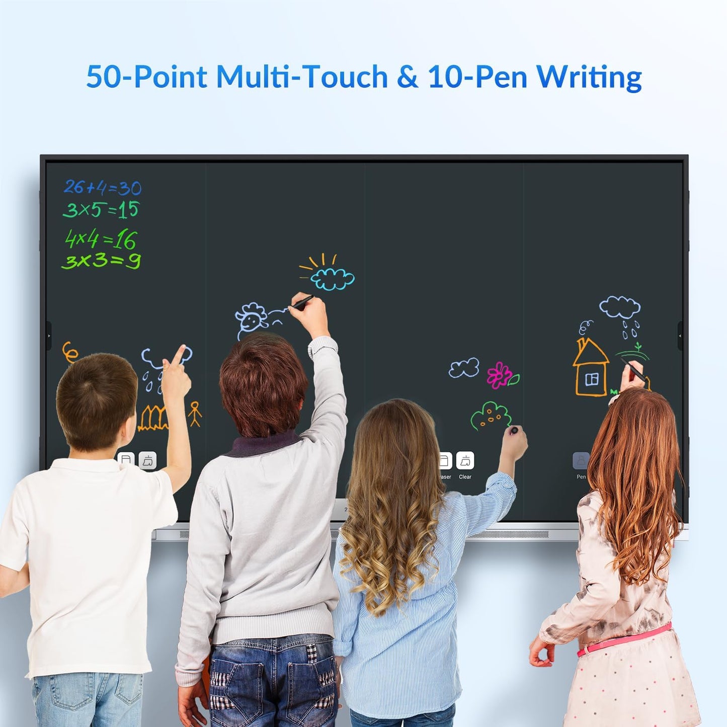 75 Inch 4K Google EDLA Smart Interactive Whiteboard Android 14 Wireless Casting