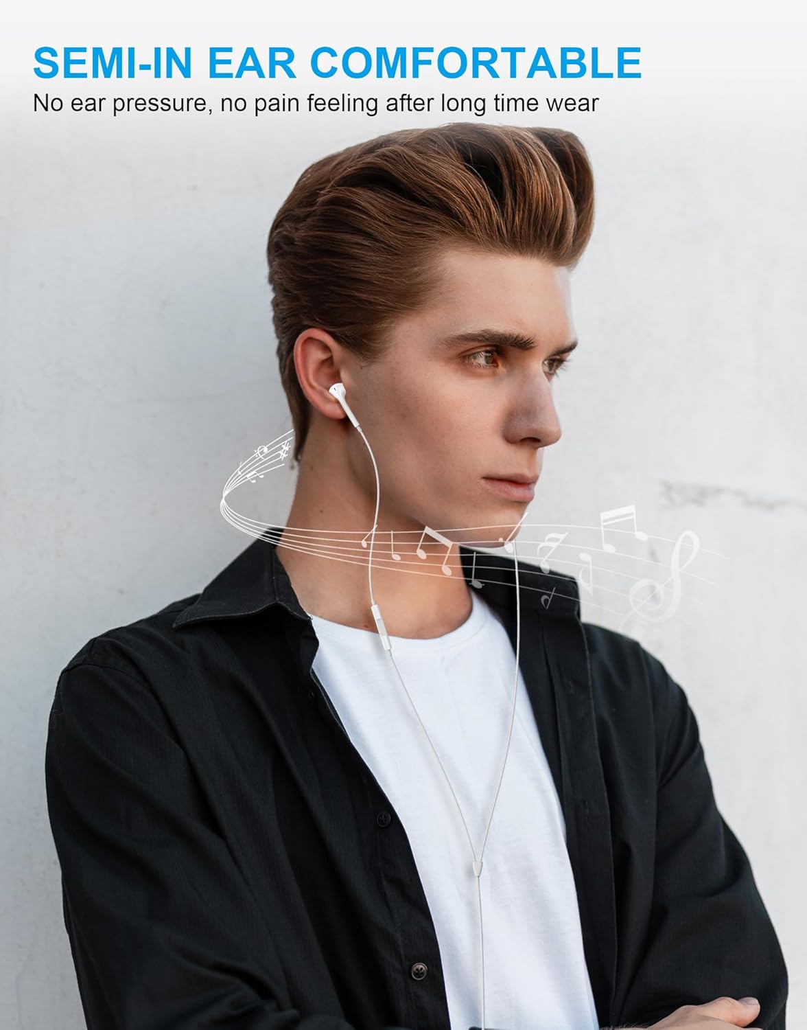 Ergonomic 90 Degree Wired Earbuds: HiFi Stereo Audio, Clear Mic, Universal Devices