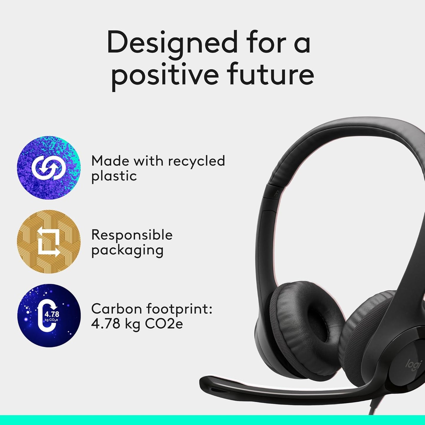 Logitech H390 Wired USB Headset with Noise-Cancelling Mic for PC Gaming & Meetings