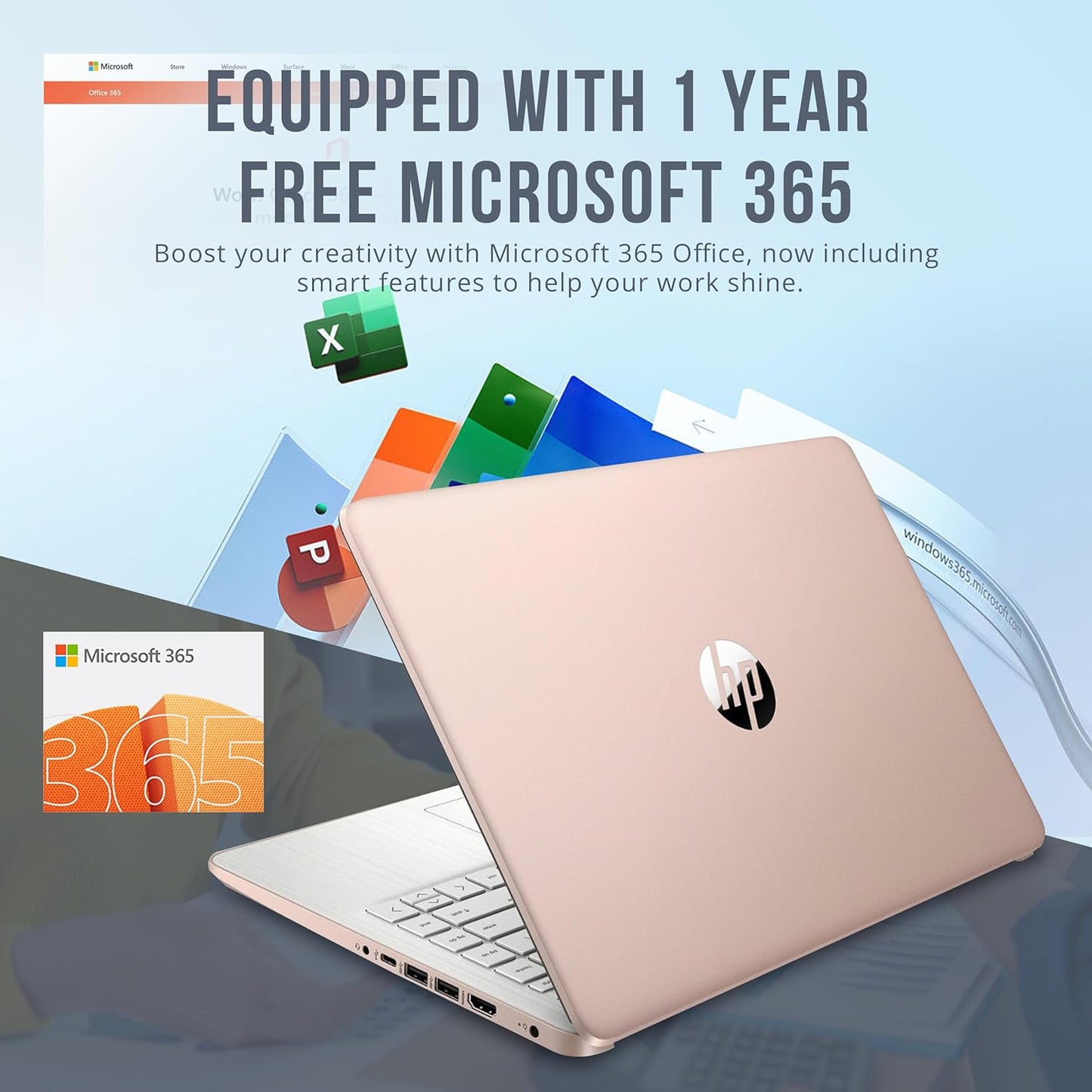 HP Stream 14" HD BrightView Laptop, Intel Celeron, 16GB RAM, 416GB Storage Gold