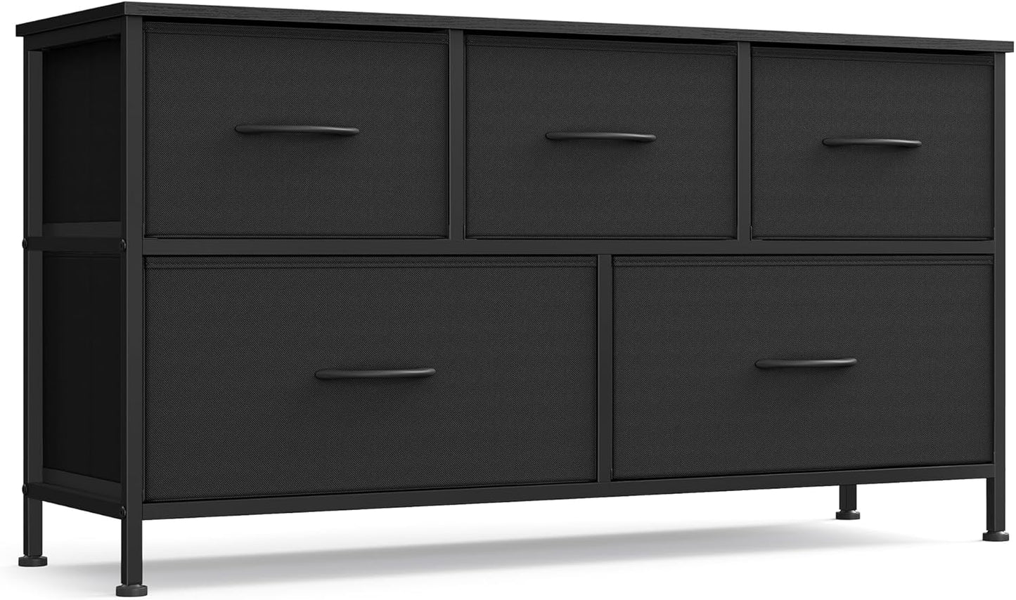SONGMICS 5-Drawer Fabric Dresser, Steel Frame Chest, Versatile Storage Organizer