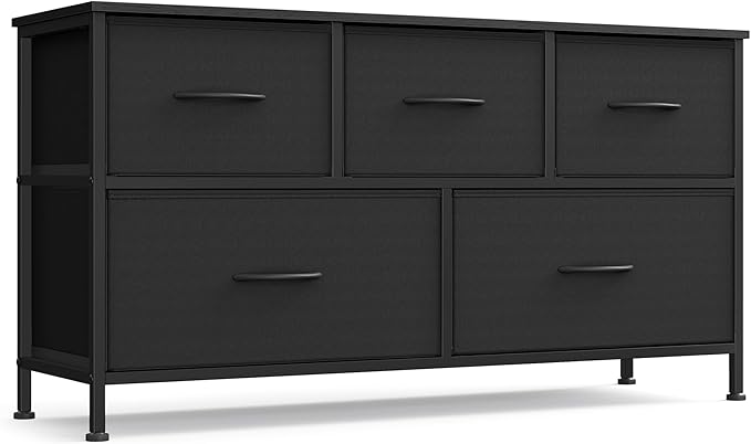 SONGMICS 5-Drawer Fabric Dresser, Steel Frame Chest, Versatile Storage Organizer