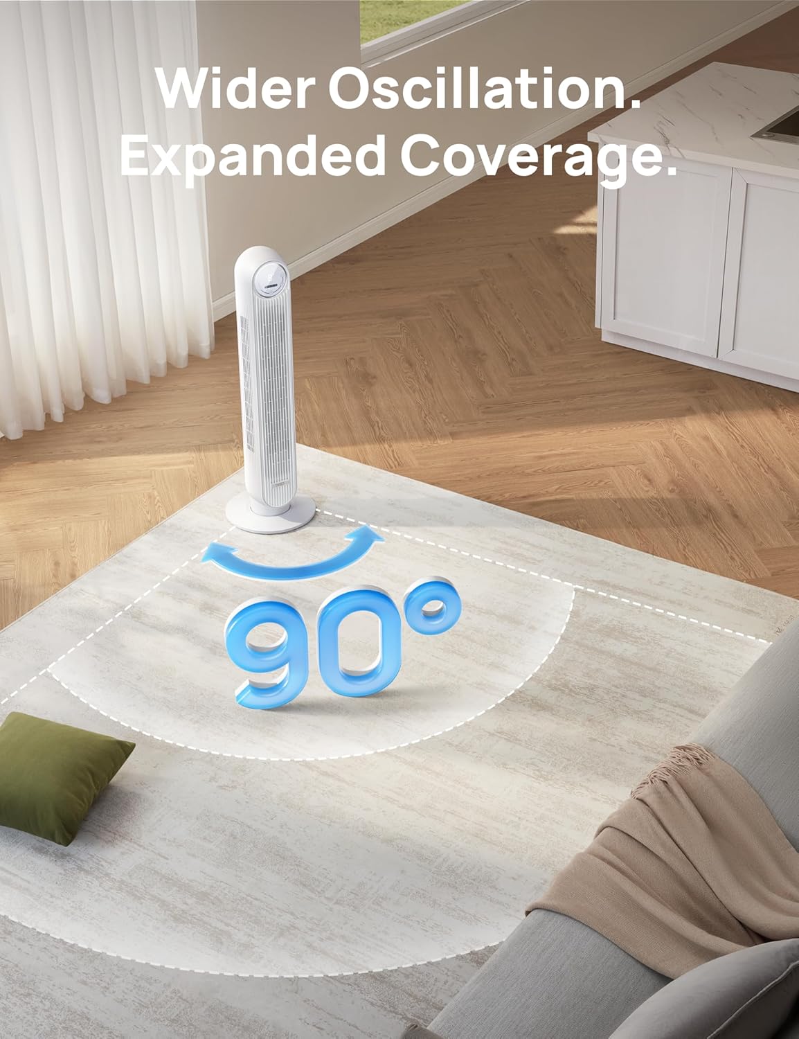 Dreo Smart Quiet Oscillating Bladeless Tower Fan for Bedroom, WiFi Voice Control
