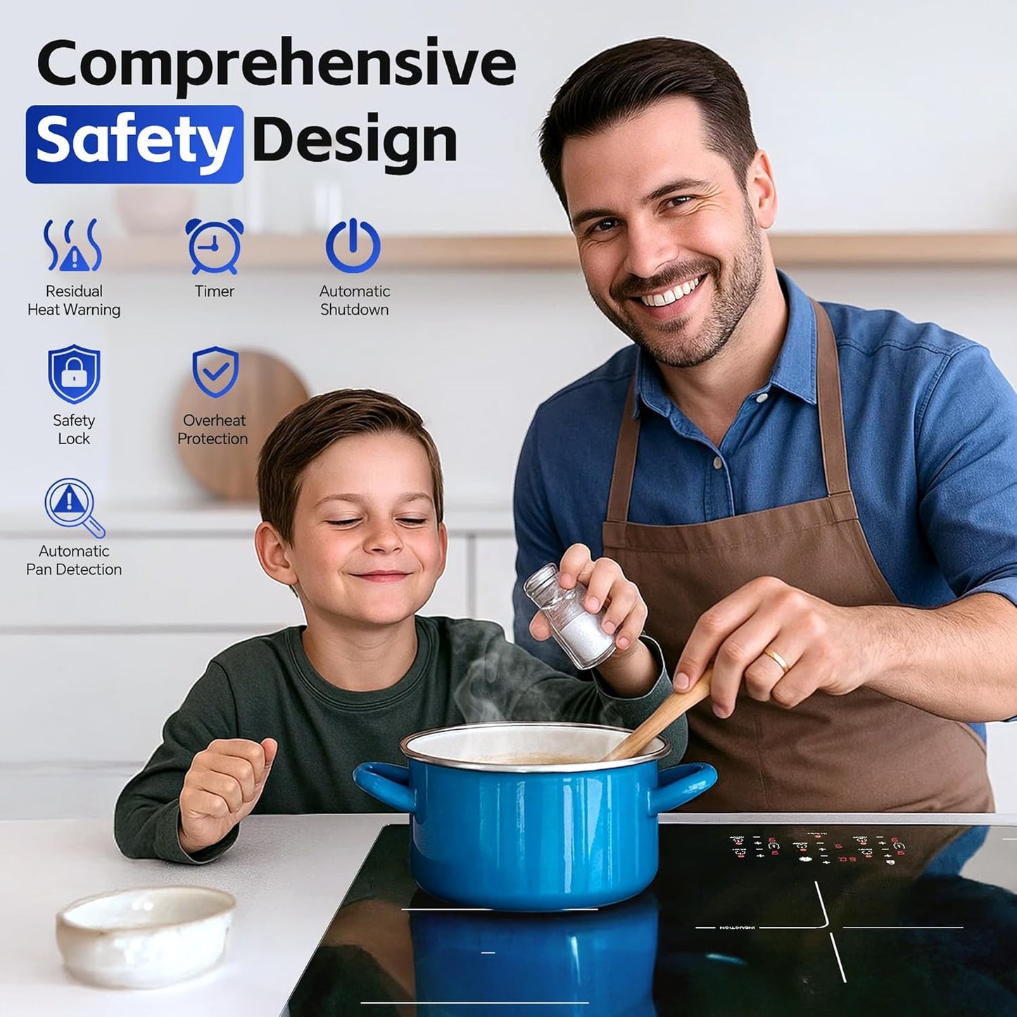 Advanced 36-inch 5-Burner Induction Cooktop: 10800W, Bridge, Booster, Safety Features