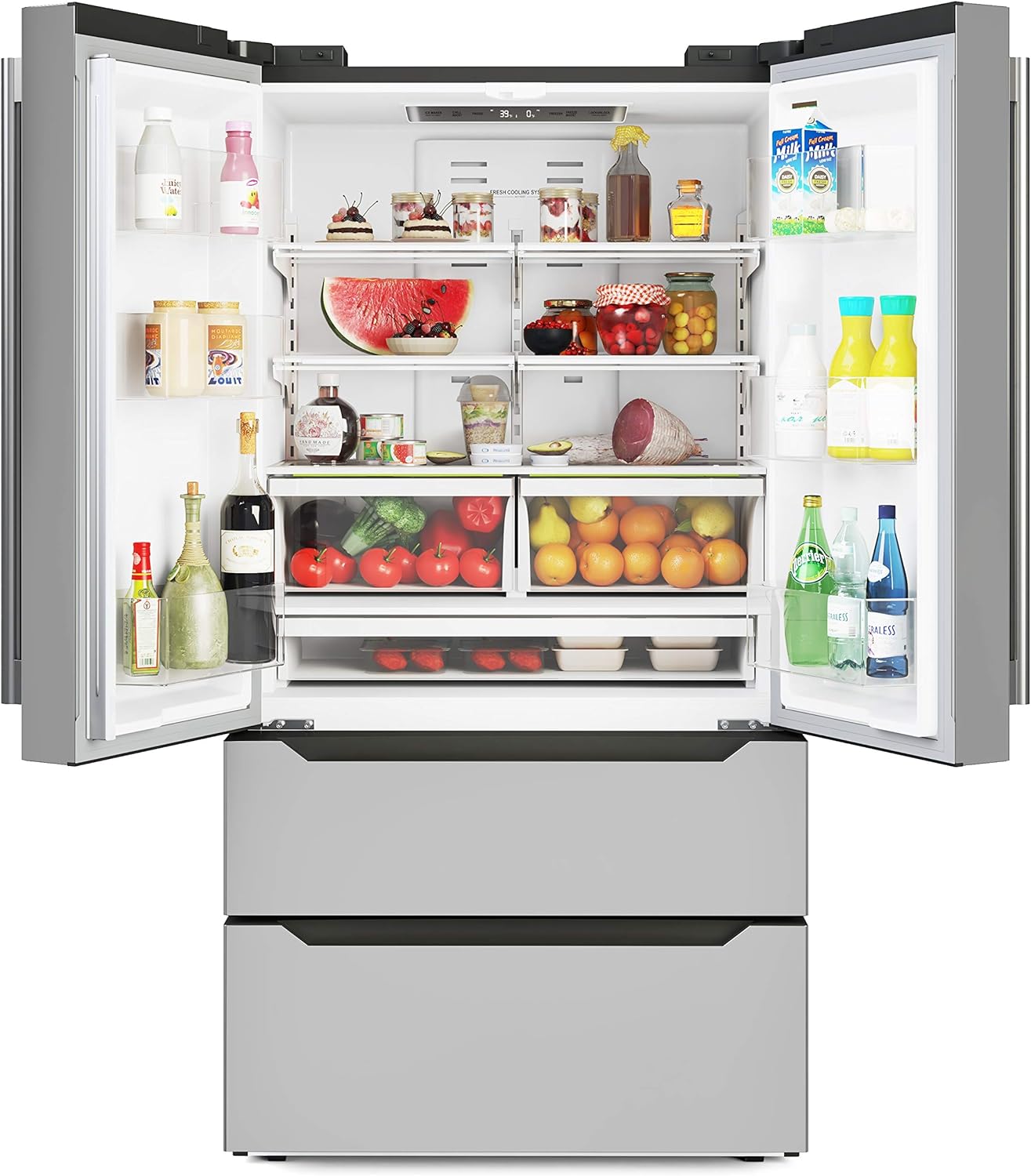 KoolMore RS-FR22 22.5 cu. ft. Stainless Steel French Door Refrigerator with Ice Maker