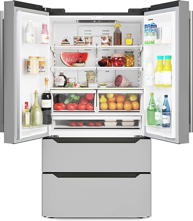 KoolMore RS-FR22 22.5 cu. ft. Stainless Steel French Door Refrigerator with Ice Maker