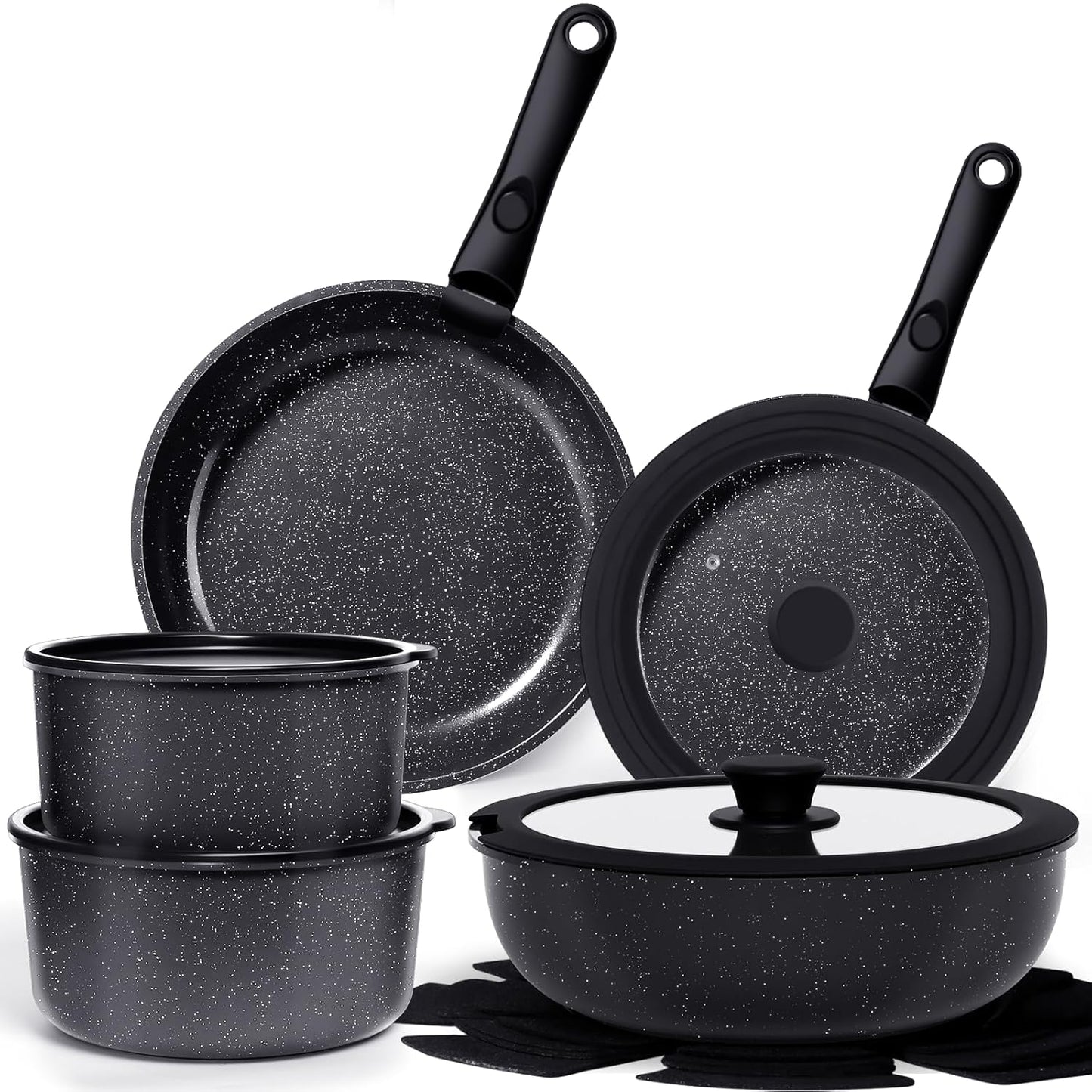 GiPP Healthy 15-Piece Ceramic Non-Stick Cookware Set with Detachable Handles
