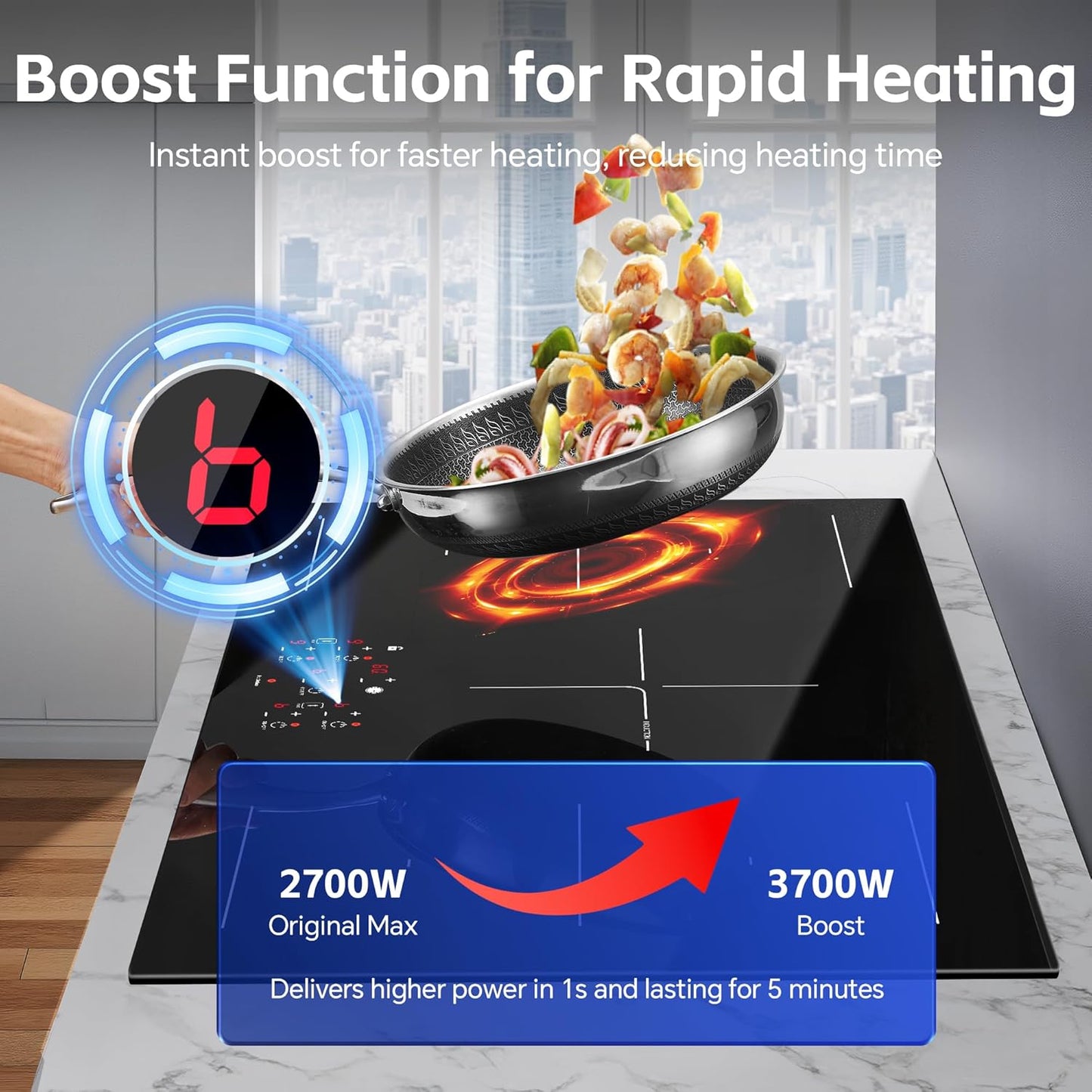Advanced 36-inch 5-Burner Induction Cooktop: 10800W, Bridge, Booster, Safety Features