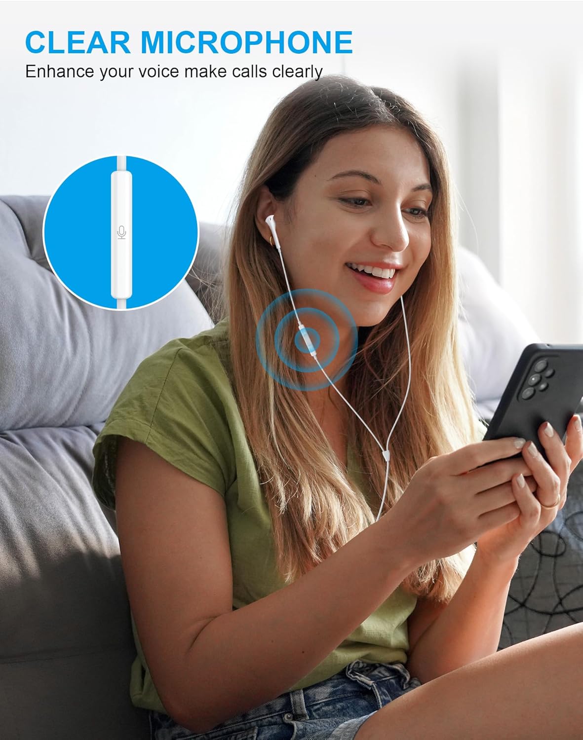 Ergonomic 90 Degree Wired Earbuds: HiFi Stereo Audio, Clear Mic, Universal Devices