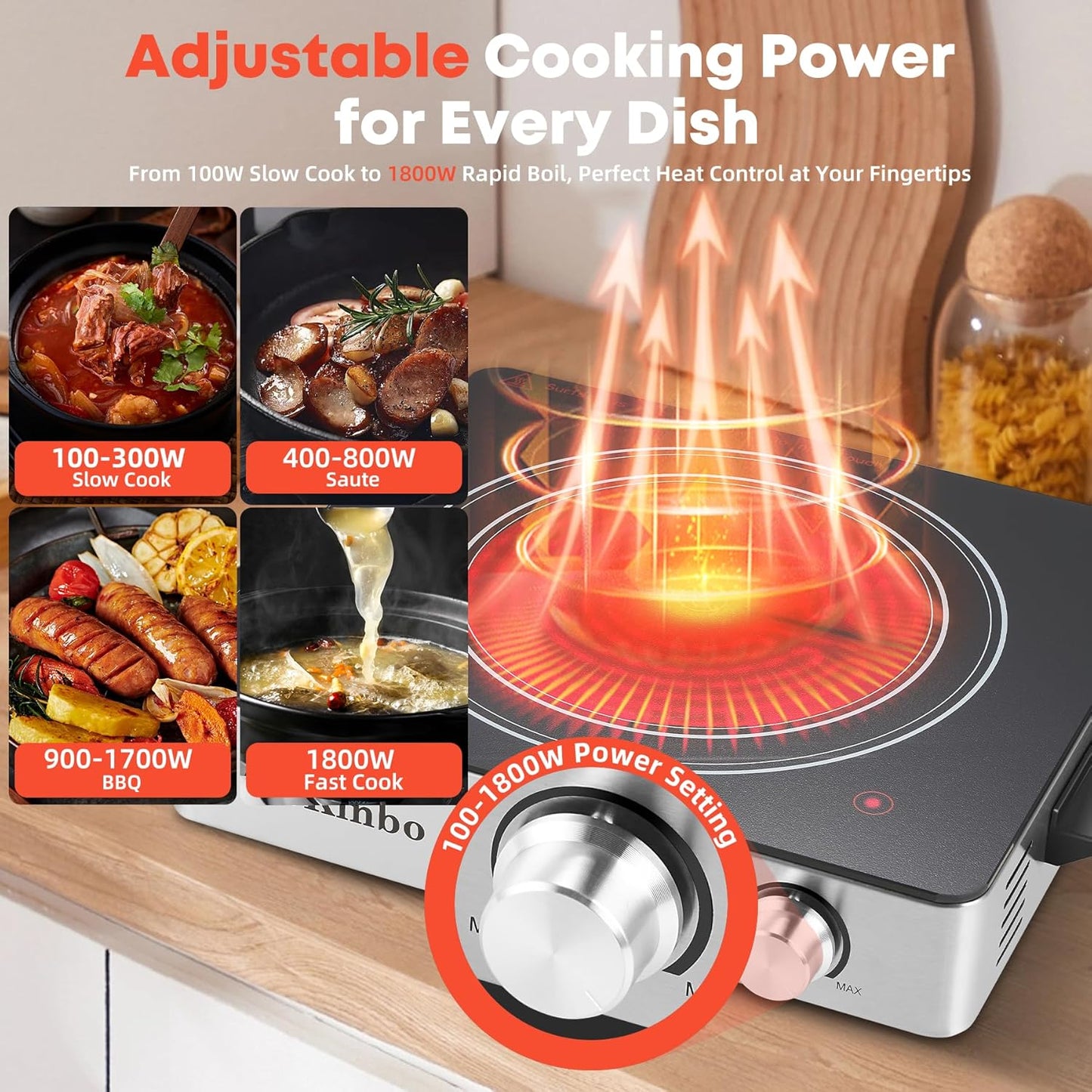 BoKinbo 1800W Portable Infrared Electric Burner - Compact Countertop Hot Plate