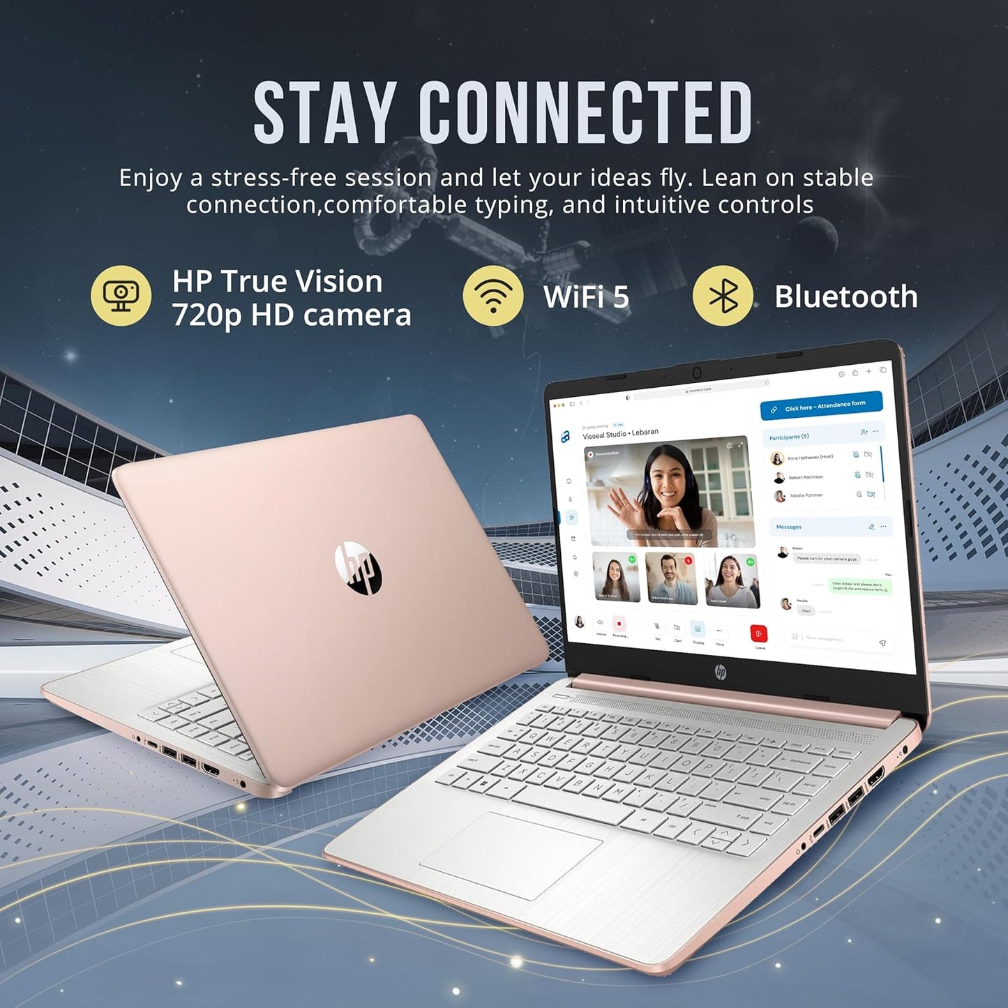 HP Stream 14" HD BrightView Laptop, Intel Celeron, 16GB RAM, 416GB Storage Gold