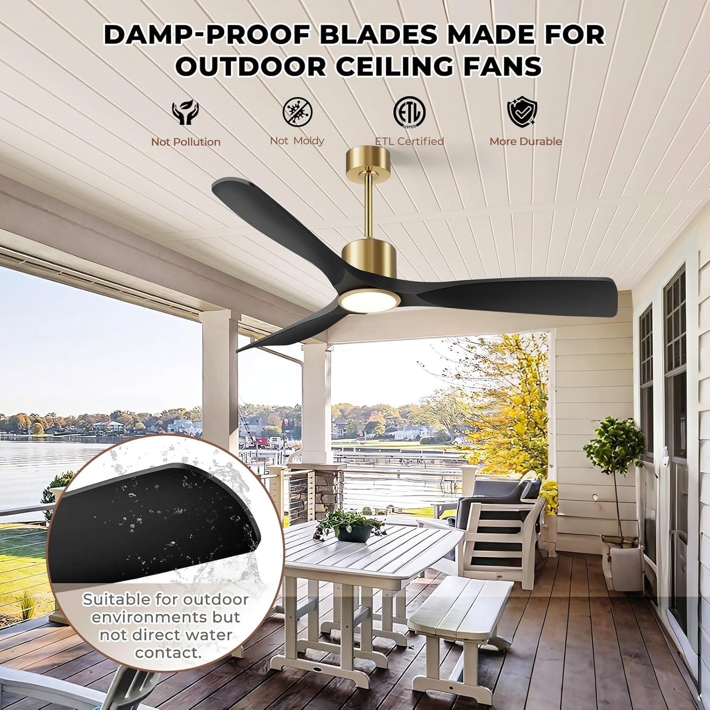 Smart 52-inch Outdoor/Indoor Ceiling Fan with Light, Remote & Alexa Voice Control