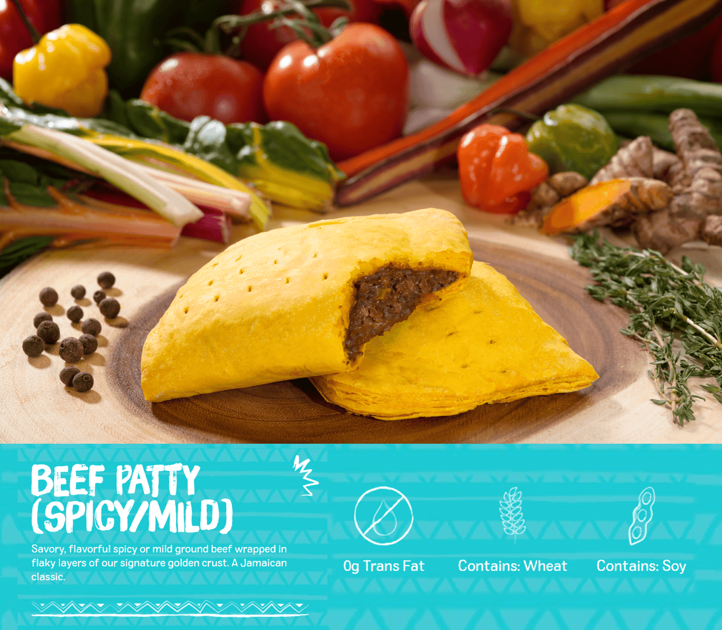Golden Krust Mild Beef Jamaican Frozen Appetizer Patties, 1ct, 5oz (142g)