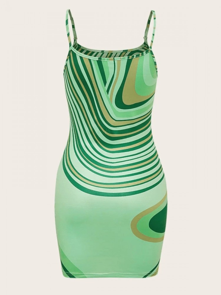 Trendy Ripple Print Sleeveless Mini Dress - Chic Bodycon Summer Style