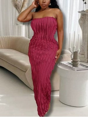 Elegant U-Neck Sleeveless Fitted Maxi Dress, Pure Color Bodycon Style