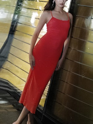 Elegant U-Neck Sleeveless Fitted Maxi Dress, Pure Color Bodycon Style